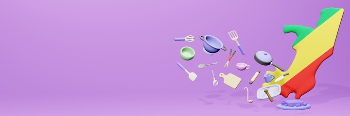3d rendering of kitchen utensils usage in Republic Of Congo for data display