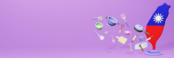 3d rendering of kitchen utensils usage in Taiwan for data display

