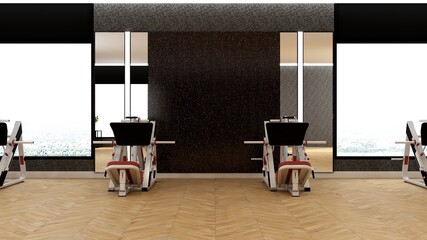 blank wall in modern gym interior with wooden floor