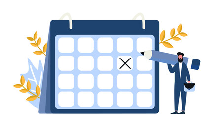 Planning schedule and calendar, a businessman is planing his work