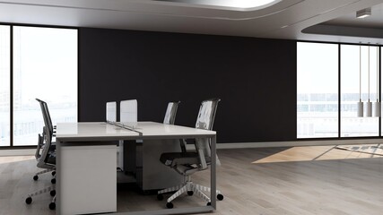 blank wall in the modern office room for company logo mockup