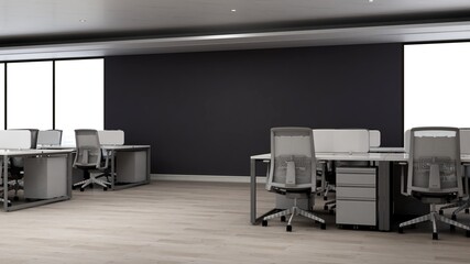 blank wall in the modern office room for company logo mockup