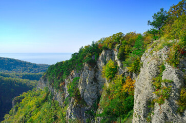 Eagle rocks near the Black Sea in autumn