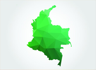 Colombia Map Green Color on white background polygonal
