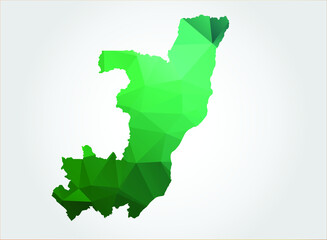 Congo Map Green Color on white background polygonal