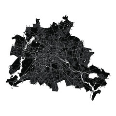 Berlin, Germany, Germany, Black and White high resolution vector map © Knut Hebstreit