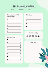 Organic Floral Blue Self Love Journal