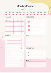 Pastel Colors Minimalist Cute Monthly Schedule Planner