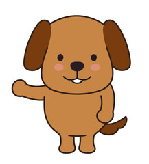 Dog introduces something. Vector illustration isolated on a white background.