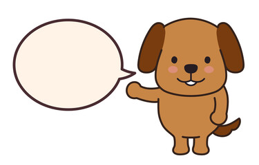 Dog talking to someone with a speech bubble. Vector illustration isolated on a white background.