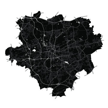 Dortmund, North Rhine-Westphalia, Germany, Germany, Black and White high resolution vector map