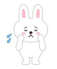 Rabbit worried something. Vector illustration isolated on a white background.