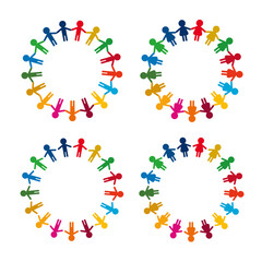 Set of various human-shaped icons inspired by SDGs. Vector illustration isolated on white background.