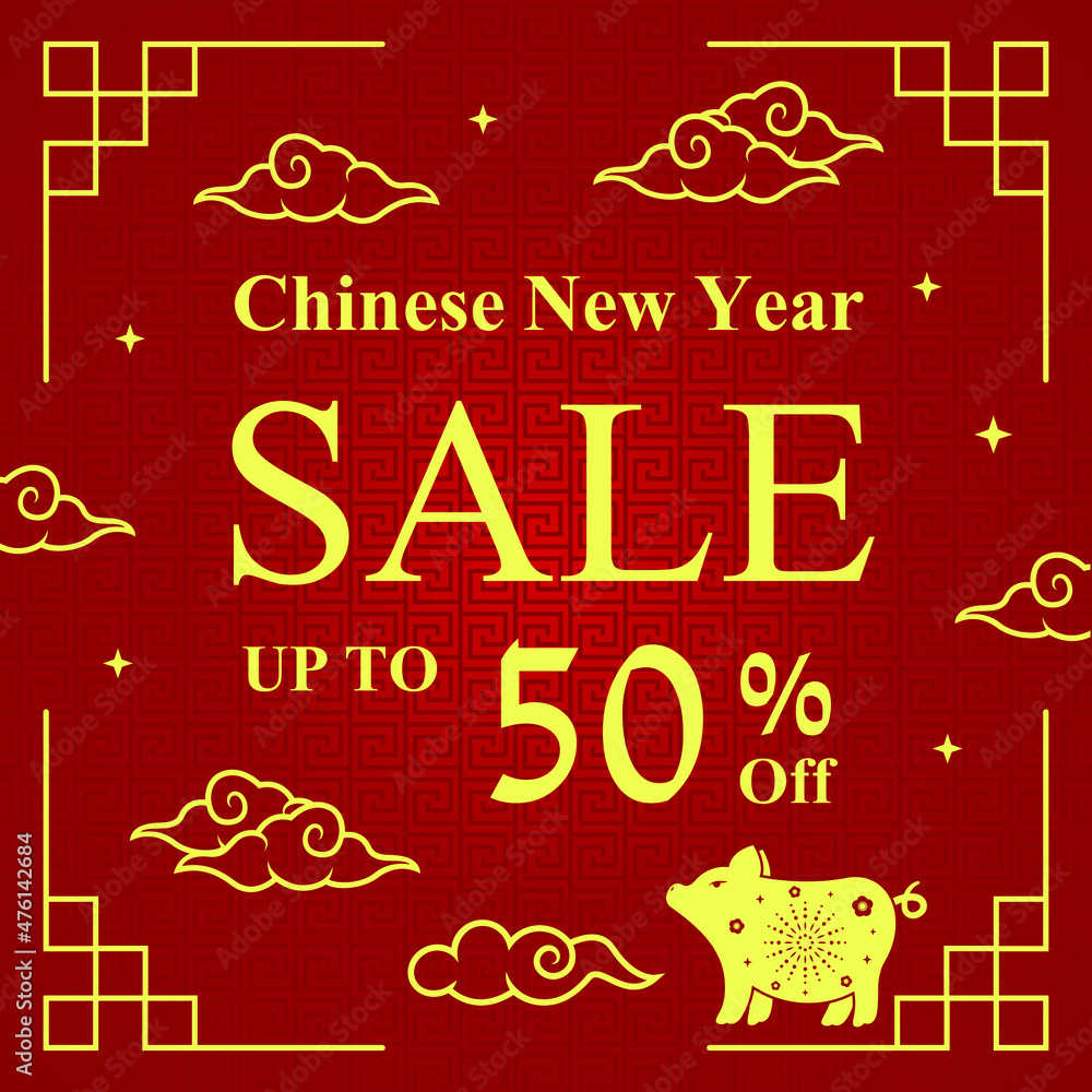 Wall mural chinese new year poster promo sale design template