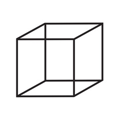 Cube icon. Geometric figure. Business background. Box symbol. Creative logo. Line art. Vector illustration. Stock image. 