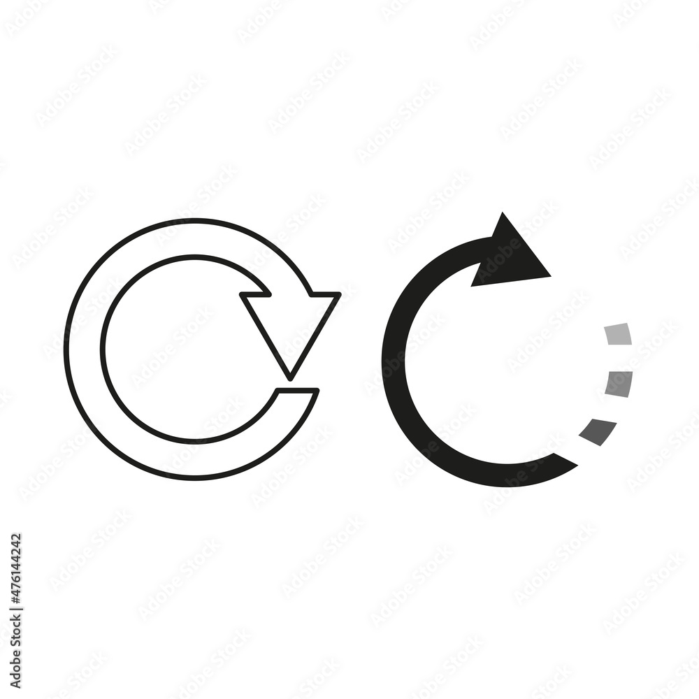 Poster circular arrow icon. fat and thin. reload emblem. restart sign. update symbol. vector illustration. 