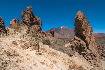 View of the beautiful Roque Cinchado, also known as Los Roques de Garcia - Santa Cruz de Tenerife, Canary Islands, Spain