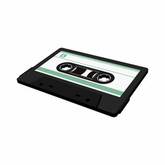 Isolated cassette tape 3d vector graphics