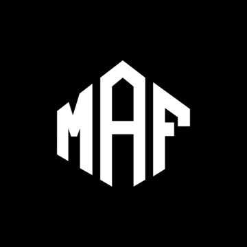 MAF letter logo design with polygon shape. MAF polygon and cube shape logo design. MAF hexagon vector logo template white and black colors. MAF monogram, business and real estate logo.