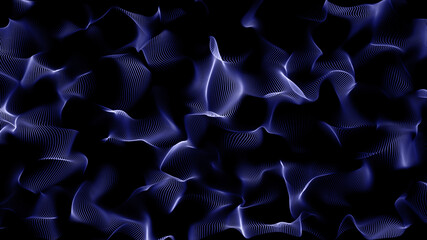 abstraction of neon wave on black background. blue abstract texture