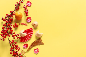 Chinese symbols on color background