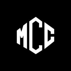 MCC letter logo design with polygon shape. MCC polygon and cube shape logo design. MCC hexagon vector logo template white and black colors. MCC monogram, business and real estate logo.