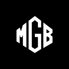 MGB letter logo design with polygon shape. MGB polygon and cube shape logo design. MGB hexagon vector logo template white and black colors. MGB monogram, business and real estate logo.