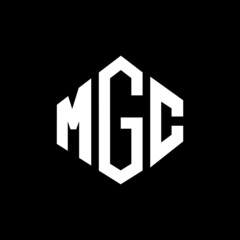 MGC letter logo design with polygon shape. MGC polygon and cube shape logo design. MGC hexagon vector logo template white and black colors. MGC monogram, business and real estate logo.