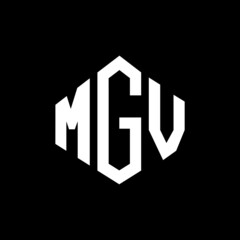 MGV letter logo design with polygon shape. MGV polygon and cube shape logo design. MGV hexagon vector logo template white and black colors. MGV monogram, business and real estate logo.