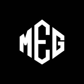 MEG letter logo design with polygon shape. MEG polygon and cube shape logo design. MEG hexagon vector logo template white and black colors. MEG monogram, business and real estate logo.
