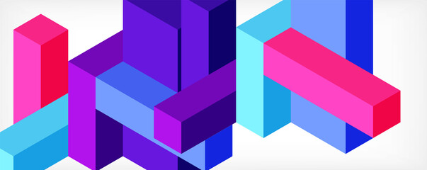 Obraz premium Abstract background. 3d cubes, cubic elements and blocks. Techno or business concept for wallpaper, banner, background, landing page
