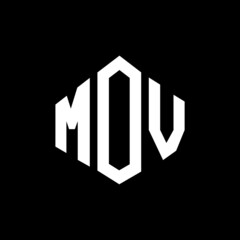 MOV letter logo design with polygon shape. MOV polygon and cube shape logo design. MOV hexagon vector logo template white and black colors. MOV monogram, business and real estate logo.