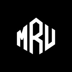 MRU letter logo design with polygon shape. MRU polygon and cube shape logo design. MRU hexagon vector logo template white and black colors. MRU monogram, business and real estate logo.