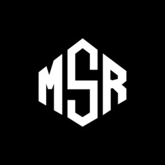 MSR letter logo design with polygon shape. MSR polygon and cube shape logo design. MSR hexagon vector logo template white and black colors. MSR monogram, business and real estate logo.