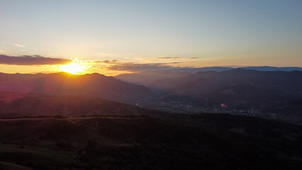Sunset Scene Over Mountains