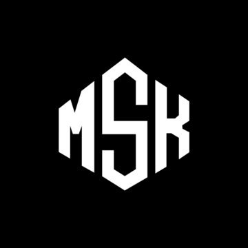 MSK letter logo design with polygon shape. MSK polygon and cube shape logo design. MSK hexagon vector logo template white and black colors. MSK monogram, business and real estate logo.