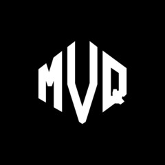 MVQ letter logo design with polygon shape. MVQ polygon and cube shape logo design. MVQ hexagon vector logo template white and black colors. MVQ monogram, business and real estate logo.