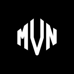 Obraz premium MVN letter logo design with polygon shape. MVN polygon and cube shape logo design. MVN hexagon vector logo template white and black colors. MVN monogram, business and real estate logo.
