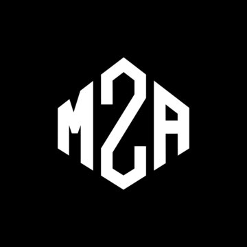 MZA letter logo design with polygon shape. MZA polygon and cube shape logo design. MZA hexagon vector logo template white and black colors. MZA monogram, business and real estate logo.