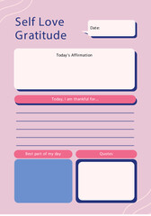 Pink Abstract Modern Self Love Gratitude Planner