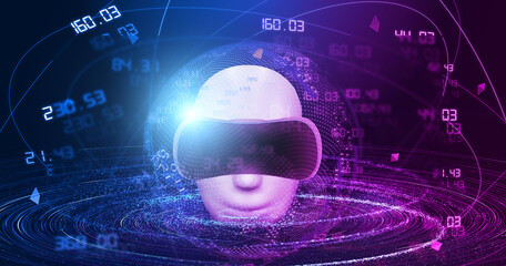 Neon digital virtual reality VR artificial intelligence future technology metaverse concept