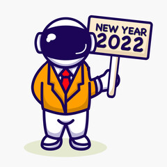 Cute New Year 2022 mascot design illustration