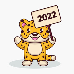 Cute New Year 2022 mascot design illustration