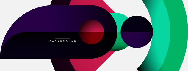 Geometric abstract background. Round shapes, circles, lines composition for wallpaper banner background or landing page