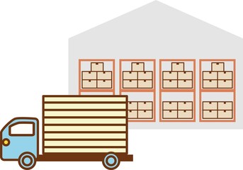 倉庫とトラック。