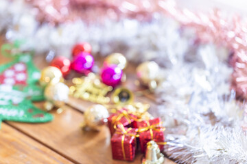 New Year concept, Close up of background christmas and Bokeh christmas.