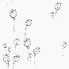 poppy pods - seamless vector repeat pattern, use it for wrappings, fabric, packaging and other print and design projects