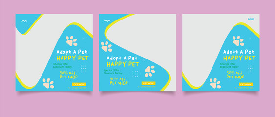 Pet Shop Promotion Social Media Post Template Collection