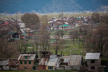 Fototapeta na wymiar Srinagar old city, is the summer capital of Jammu and Kashmir It lies in the Kashmir Valley on the banks of the Jhelum River