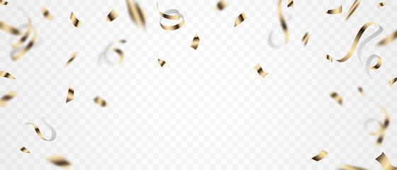 Celebration background template with confetti and gold ribbons. luxury greeting rich card.